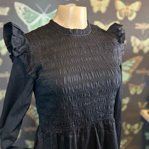 GAP Black Gothic Witchy Mini Dress Long Sleeve